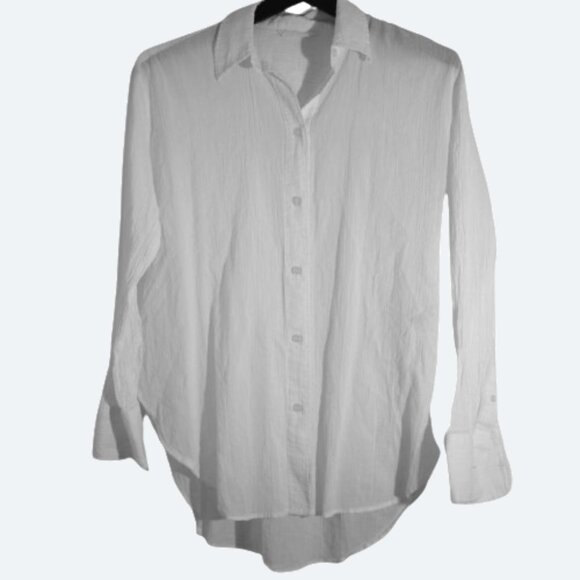 COPY - H&M white airy gauze blouse 100% cotton - Picture 1 of 11
